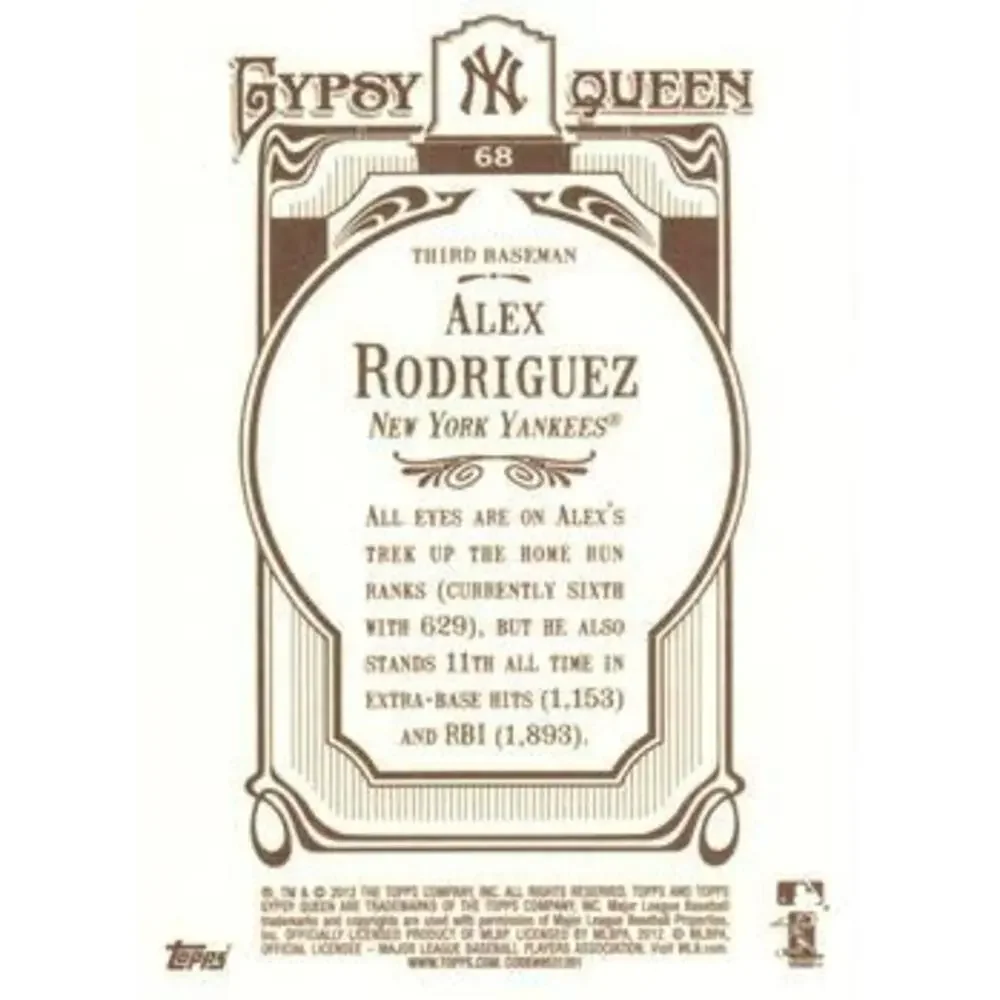 2012 Topps Gypsy Queen Alex Rodriguez # 68 New York Yankees